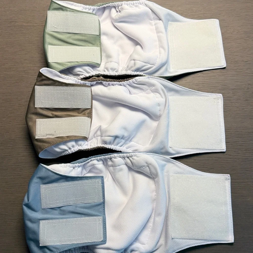 Pet Parents Washable Male Dog Belly Bands - 3 Pack (Brown, Olive, Blue)